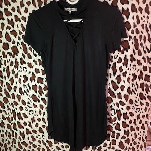 Black V Neck Dress Shirt